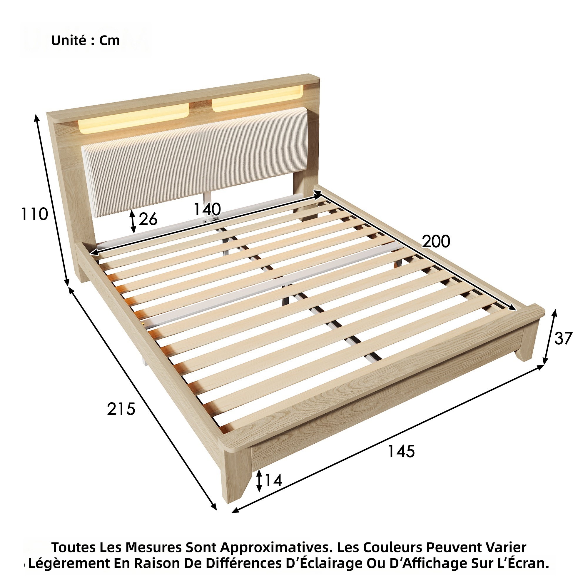 Rangement sous le lit et tete de lit avec etagere