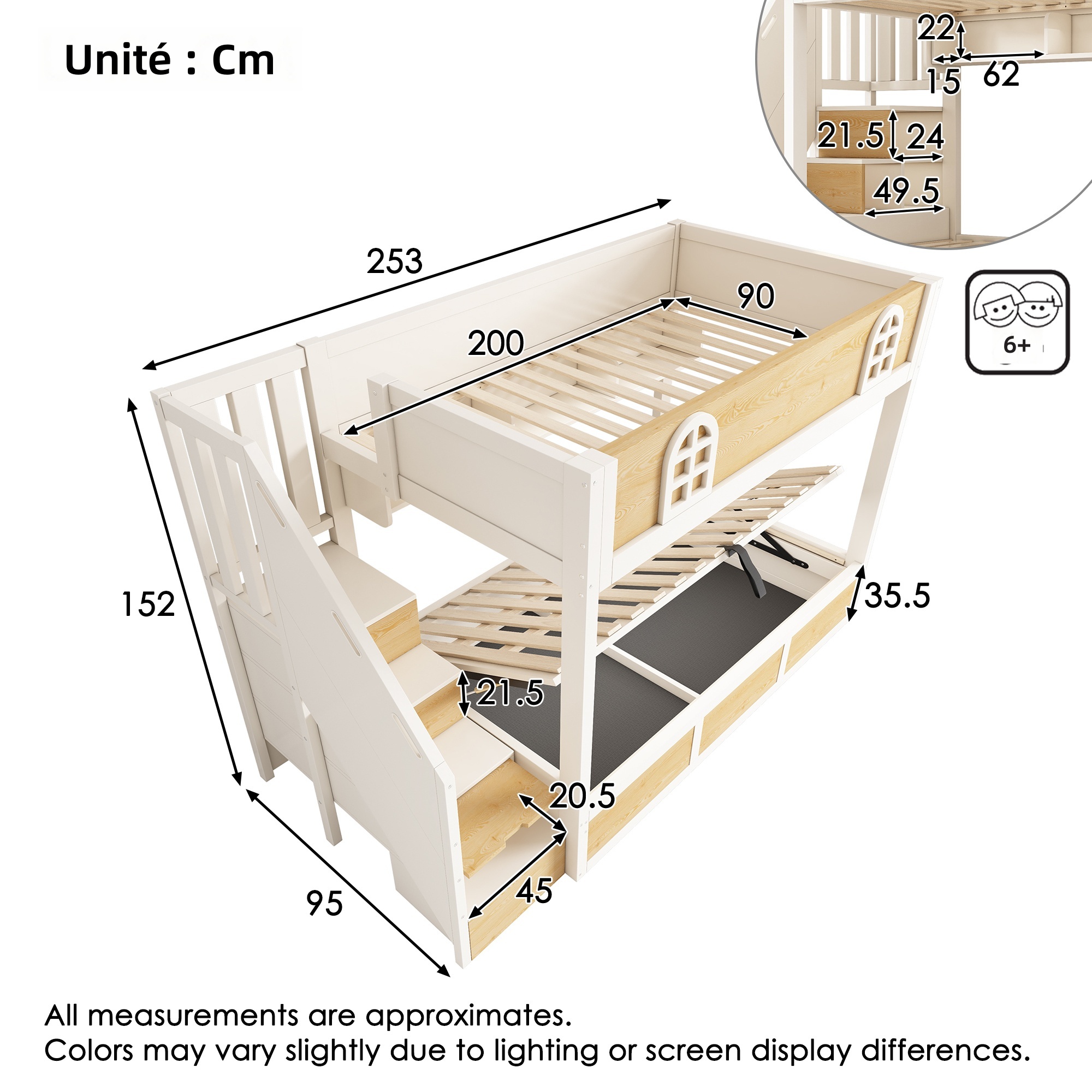 Escalier de rangement pour lit superposé